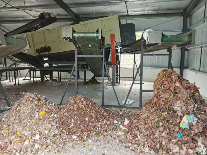 Waste shredding and sorting line